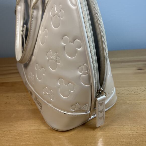 Loungefly Disney Minnie Loves Mickey Embossed Handbag Bowling Bag w/wallet